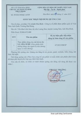 Gửi Cô Chú Anh Chị thêm thông tin về đài truyền Hình Trung Uơng Việt Nam VTC mời ADA SURE 